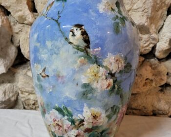 Très grand vase aux oiseaux Gien XIXe par Dominique Grenet et Jean Cachier